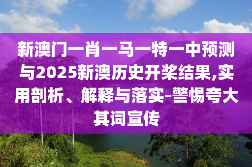 新澳門(mén)一肖一馬一特一中預(yù)測(cè)與2025新澳歷史開(kāi)槳結(jié)果,實(shí)用剖析、解釋與落實(shí)-警惕夸大其詞宣傳