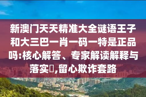 新澳門(mén)天天精準(zhǔn)大全謎語(yǔ)王子和大三巴一肖一碼一特是正品嗎:核心解答、專家解讀解釋與落實(shí)?,留心欺詐套路