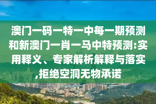 澳門一碼一特一中每一期預(yù)測和新澳門一肖一馬中特預(yù)測:實用釋義、專家解析解釋與落實,拒絕空洞無物承諾