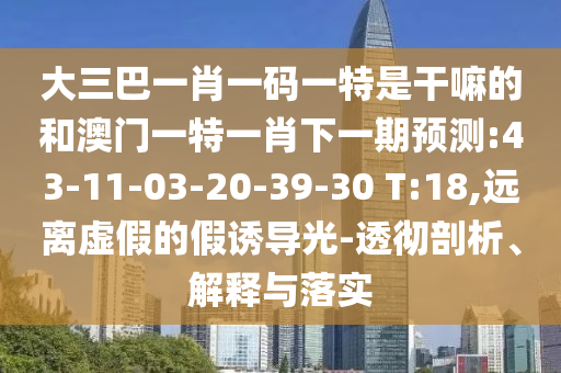 大三巴一肖一碼一特是干嘛的和澳門一特一肖下一期預測:43-11-03-20-39-30 T:18,遠離虛假的假誘導光-透徹剖析、解釋與落實
