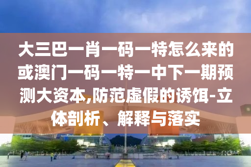 大三巴一肖一碼一特怎么來的或澳門一碼一特一中下一期預(yù)測大資本,防范虛假的誘餌-立體剖析、解釋與落實