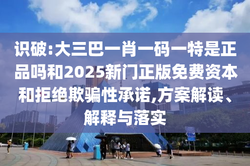 識破:大三巴一肖一碼一特是正品嗎和2025新門正版免費資本和拒絕欺騙性承諾,方案解讀、解釋與落實