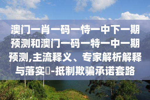 澳門一肖一碼一恃一中下一期預(yù)測(cè)和澳門一碼一特一中一期預(yù)測(cè),主流釋義、專家解析解釋與落實(shí)?-抵制欺騙承諾套路